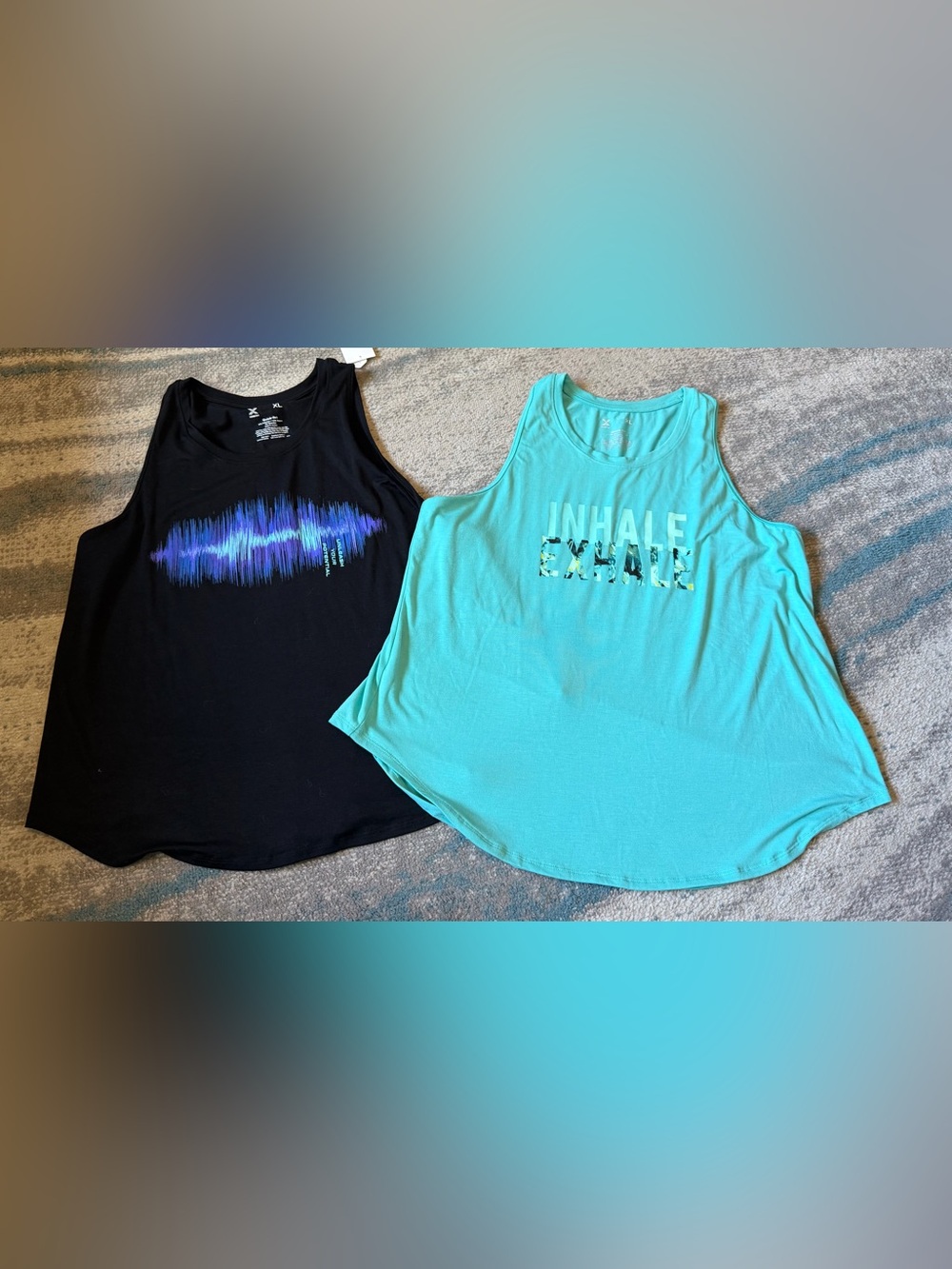 Set of Women's Size XL Xersion Teal and Black Quick Dri Tank Tops